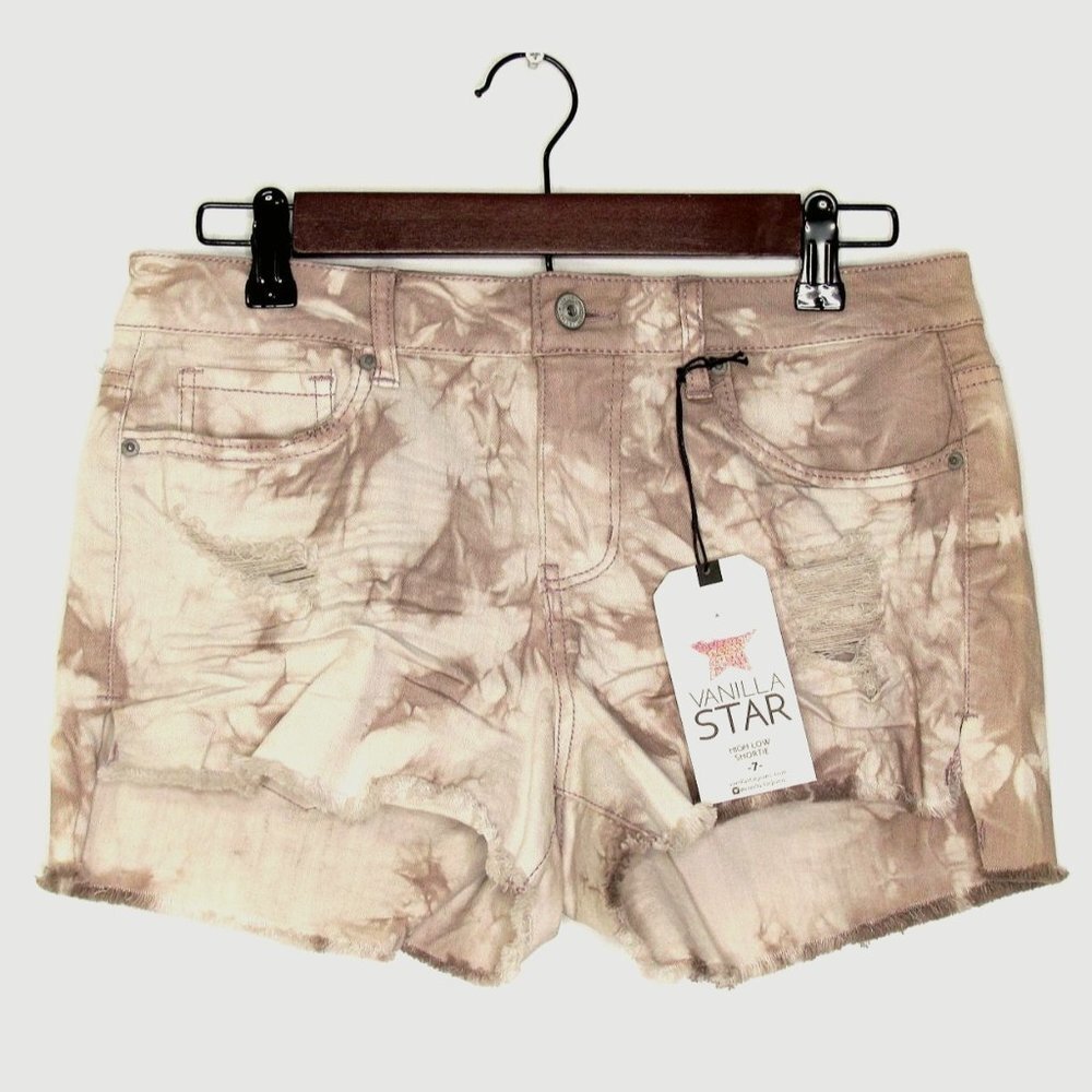 Vanilla Star Juniors High Low Shortie Denim Shorts